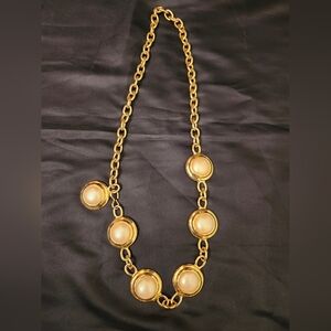 Gold Tone Faux Pearl Necklace
